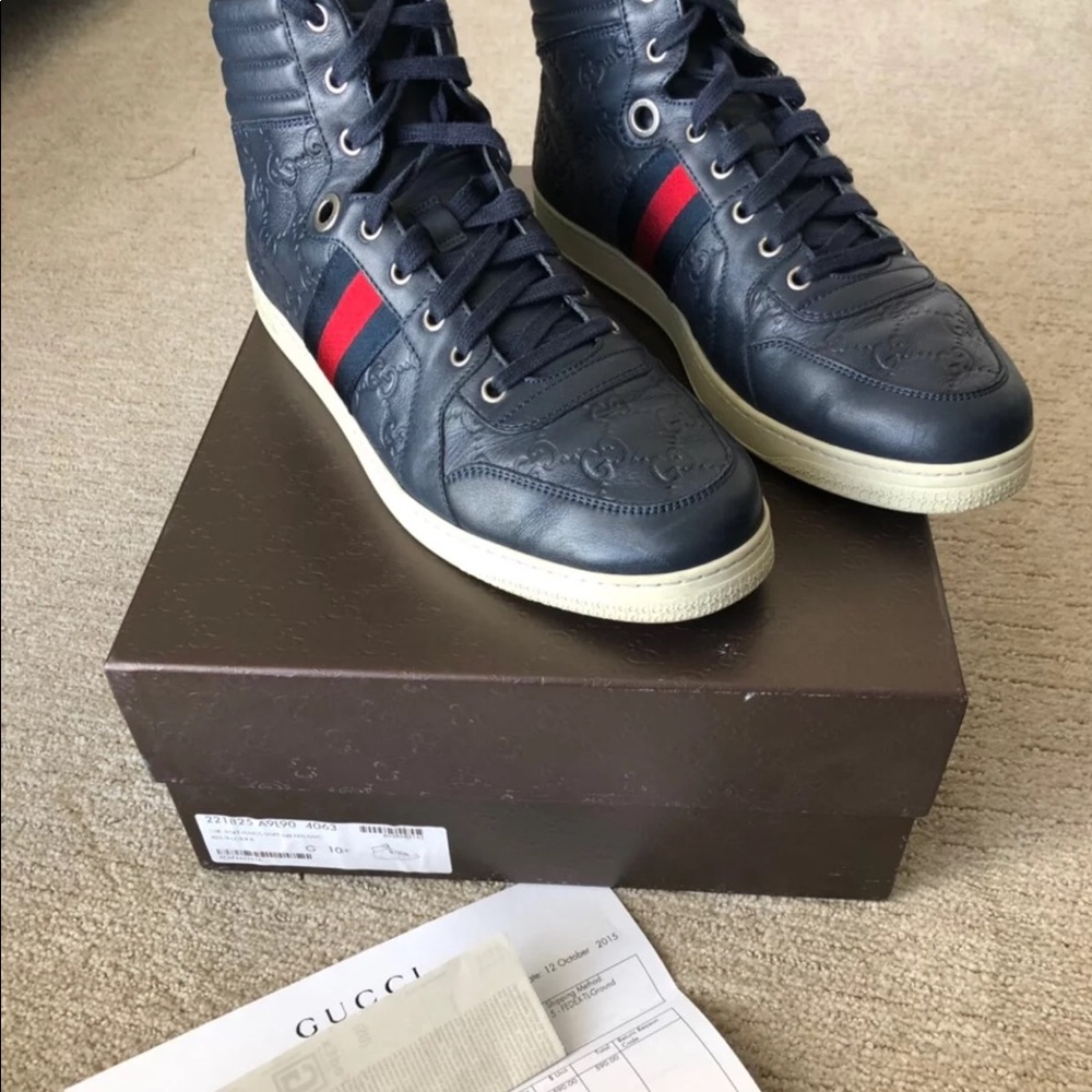 Gucci Coda Guccissima High-Top Sneaker, Navy